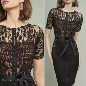 Anthropologie Beguile by Byron Lars Carissima Sheath in Black Dress Sz 8 New